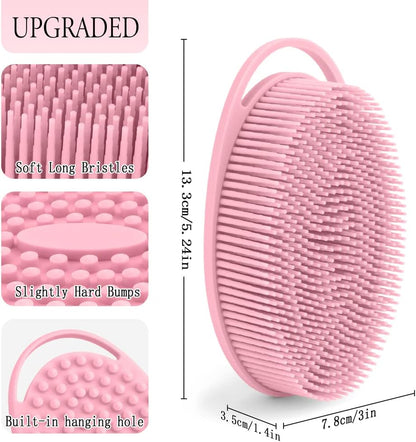 PQRUU 6 Pack Silicone Body Scrubber, Exfoliating Soft Loofah Bath Body Scrubbers for Use in Shower, Exfoliating Body Scrubber Fit for All Kinds of Skin, Rapid Foaming,Black,Blue,Pink,Green,Purple,Gray