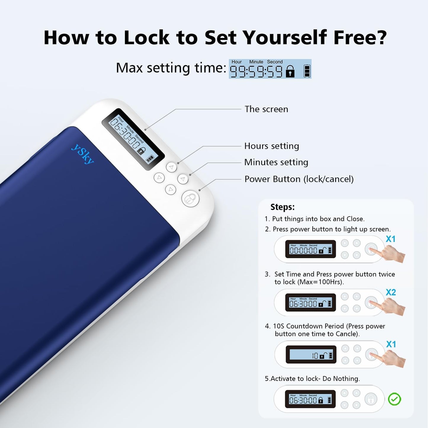 ySky Timed Lock Box, Portable Phone Locker with Self-Control Timer for iPhone, Android, Helping Kids, Students, Adults Focus Back, Mobile Phone Addiction Control (Green)