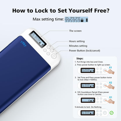 ySky Timed Lock Box, Portable Phone Locker with Self-Control Timer for iPhone, Android, Helping Kids, Students, Adults Focus Back, Mobile Phone Addiction Control (Green)