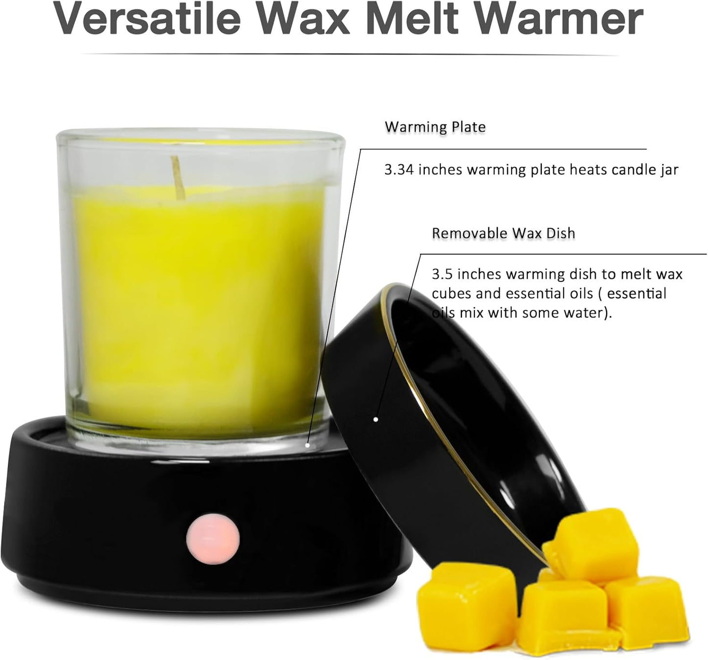 Candle Wax Melt Warmer with Safety Timer Auto Shut-Off Ceramic Electric Wax Burner Melter Timer Adjust Fragrance Intensity for Scented Wax Melts Candle Jars Essential Oils Home Office Gift Decor