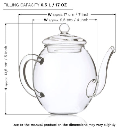 Creano Blooming Tea Gift Set with Glass Teapot 17oz (500ml) - Green Tea Fruity Flavoured Tea Flowers in 6 Varieties - Flowering Tea Gift for Easter