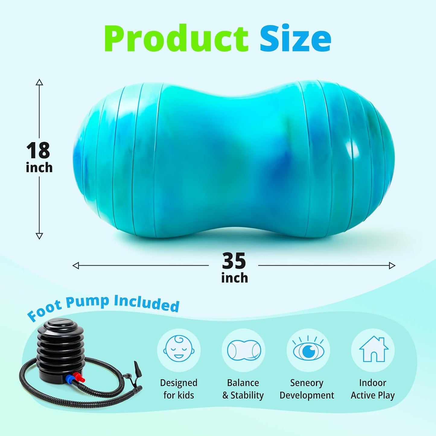 18’’/20’’ Peanut Ball for Kids & Adults, Anti-Burst Exercise Ball for Autism Sensory Training, Pregnancy & Physical Therapy, Yoga Balance Ball Chair for Fitness.
