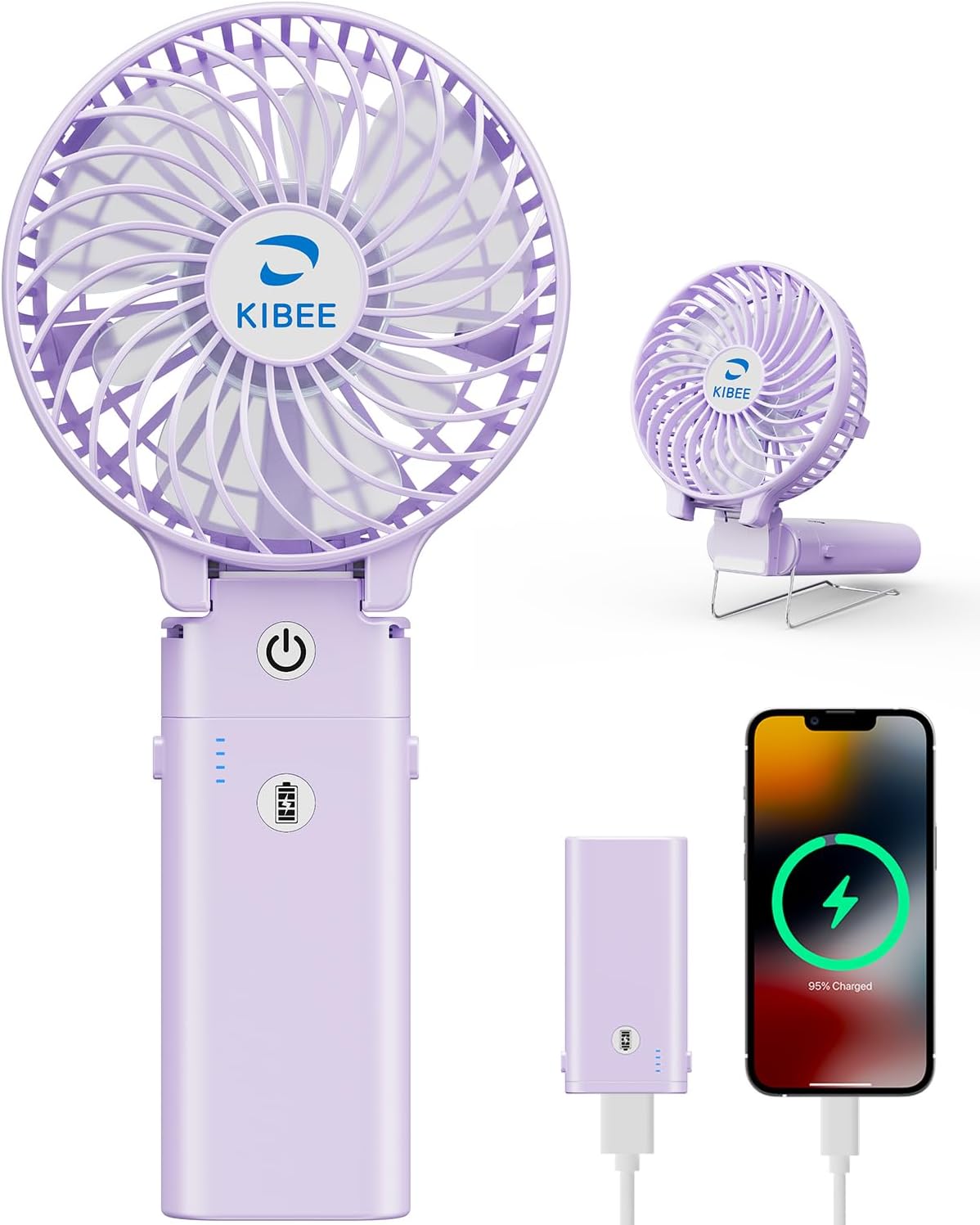 KIBEE Portable Misting Fan, 4000mAh Rechargeable Handheld Fan with 50ml Water Tank, Foldable 180° Mini Mist Spray Fan, 3 Speeds Personal Cooling Fan for Travel, Makeup, Outdoor, Concerts, Gray
