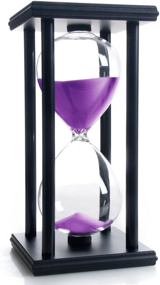 Hourglass 60 Minutes White Sand Timer, Black Wooden Frame Sandglass