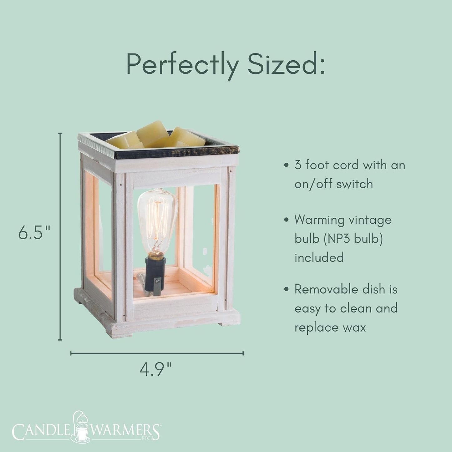Candle Warmers ETC. Vintage Bulb Illumination Fragrance Warmer- Light-Up Warmer for Warming Scented Candle Wax Melts and Tarts to Freshen Room, Apothecary