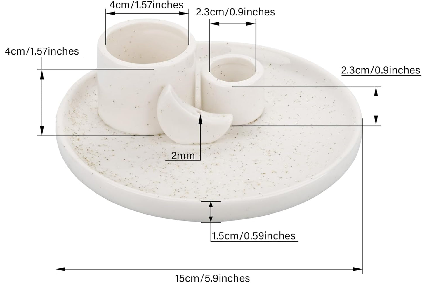 ZenBless Multifunction Incense and Candle Holder for Burning Sage, Palo Santo, Incense Sticks - 5.9" Ceramic Ash Catcher Tray for Meditation Room Home Decor Spritual Gifts (Gold)