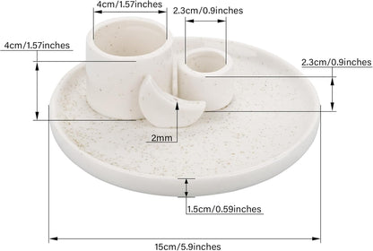 ZenBless Multifunction Incense and Candle Holder for Burning Sage, Palo Santo, Incense Sticks - 5.9" Ceramic Ash Catcher Tray for Meditation Room Home Decor Spritual Gifts (Gold)