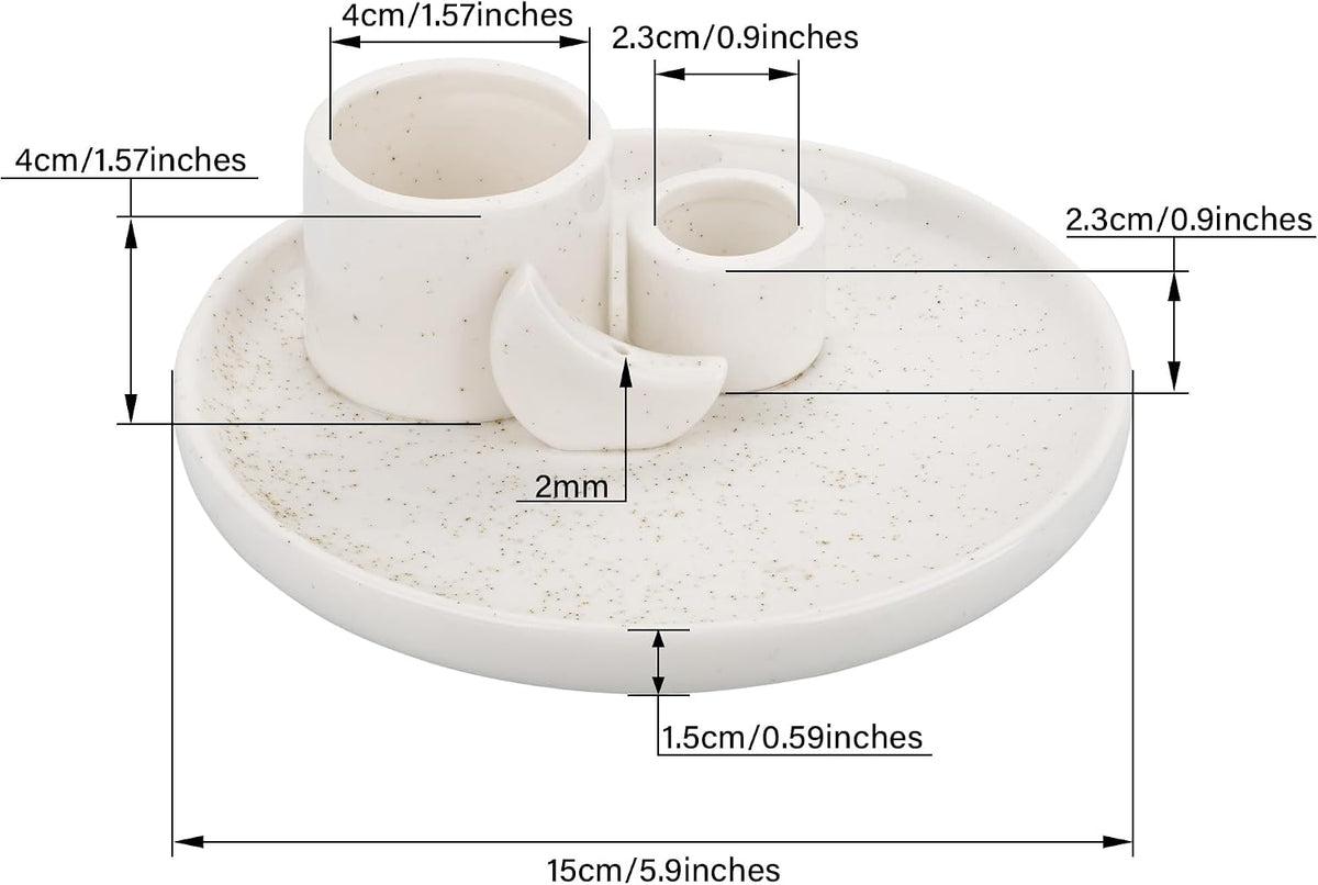 ZenBless Multifunction Incense and Candle Holder for Burning Sage, Palo Santo, Incense Sticks - 5.9" Ceramic Ash Catcher Tray for Meditation Room Home Decor Spritual Gifts (Gold)