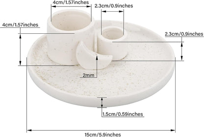 ZenBless Multifunction Incense and Candle Holder for Burning Sage, Palo Santo, Incense Sticks - 5.9" Ceramic Ash Catcher Tray for Meditation Room Home Decor Spritual Gifts (Gold)