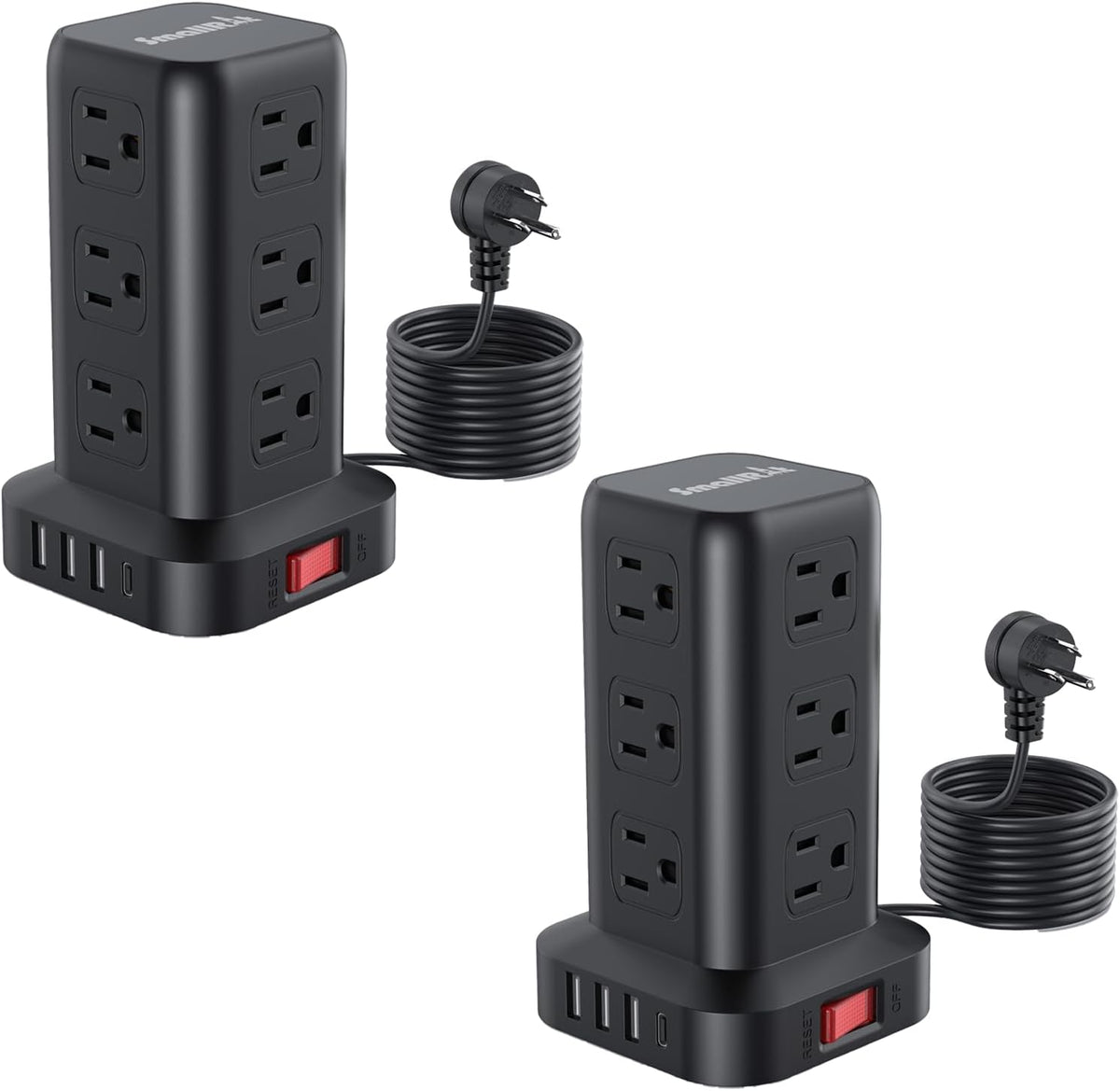 Extension Cord with Multiple Outlets, SMALLRT Power Strip Tower, Outlet Extender with 12 AC Outlets 4 USB, 6.5FT Extension Cord for Home Dorm Room, Office Supplies,Overload Protection