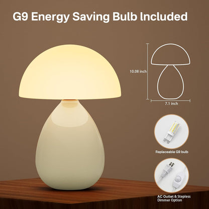 Dawnwake Mushroom Lamp Table Lamp for Bedroom,Desk Bedside Small Lamps for Living Room Night Stands,Mushroom Decor Cute Mini Modern Mid Century Lamps,Unique Aesthetic Home Living Room Decor(White)