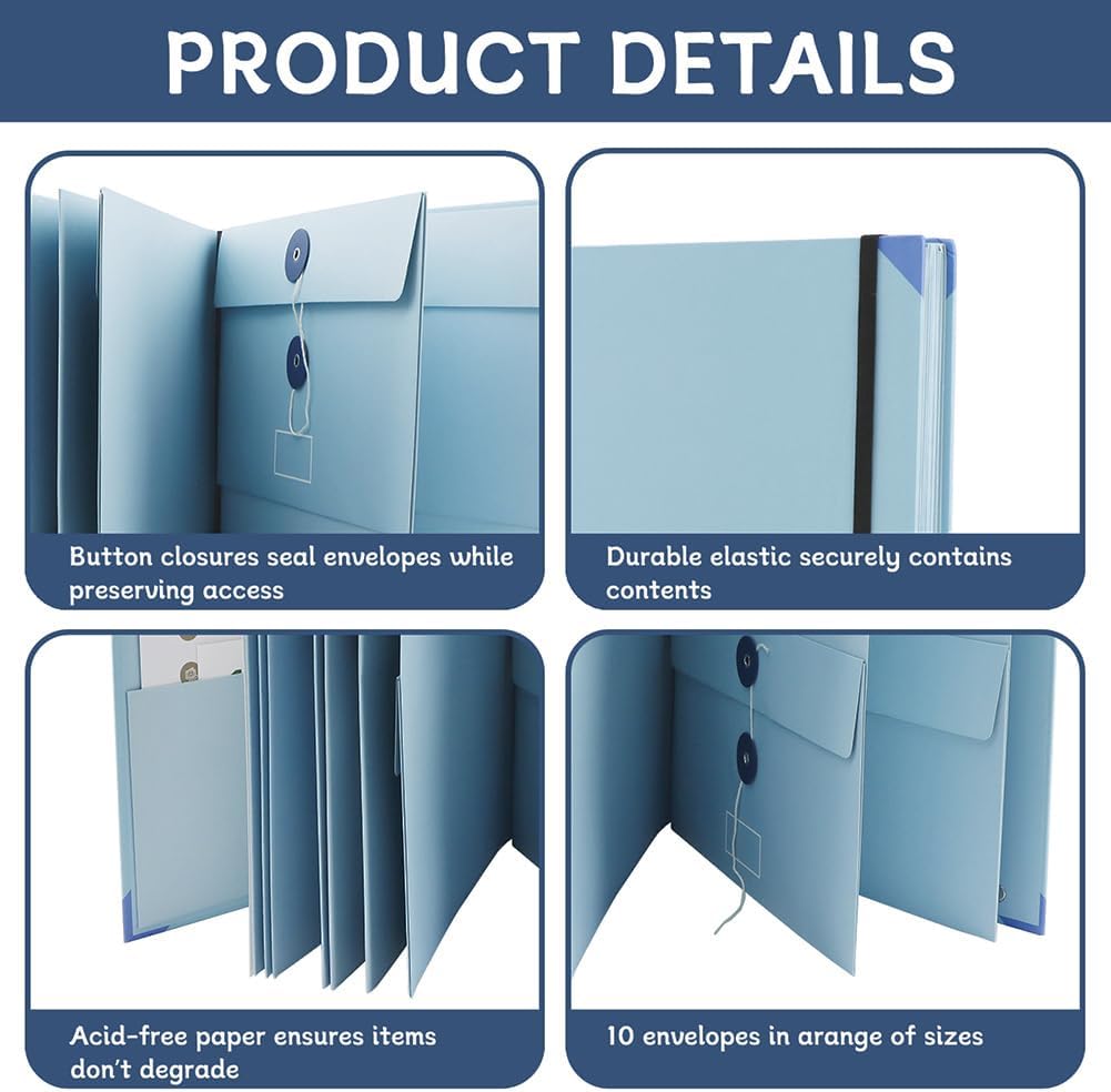 Important Document Organizer, A4 Portfolio Binder Folder with Labels, Blue
