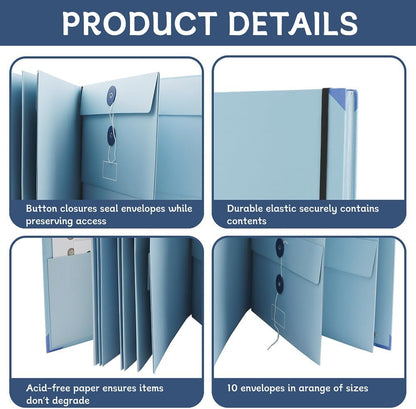 Important Document Organizer, A4 Portfolio Binder Folder with Labels, Blue