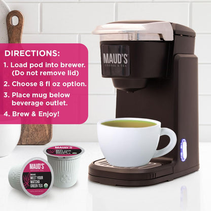 Maud's Organic Chamomile Lavender Tea Pods, 24 ct, Single Serve Pods – 100% Gourmet Blended Tea Leaves, Compatible with Keurig K Cups Maker