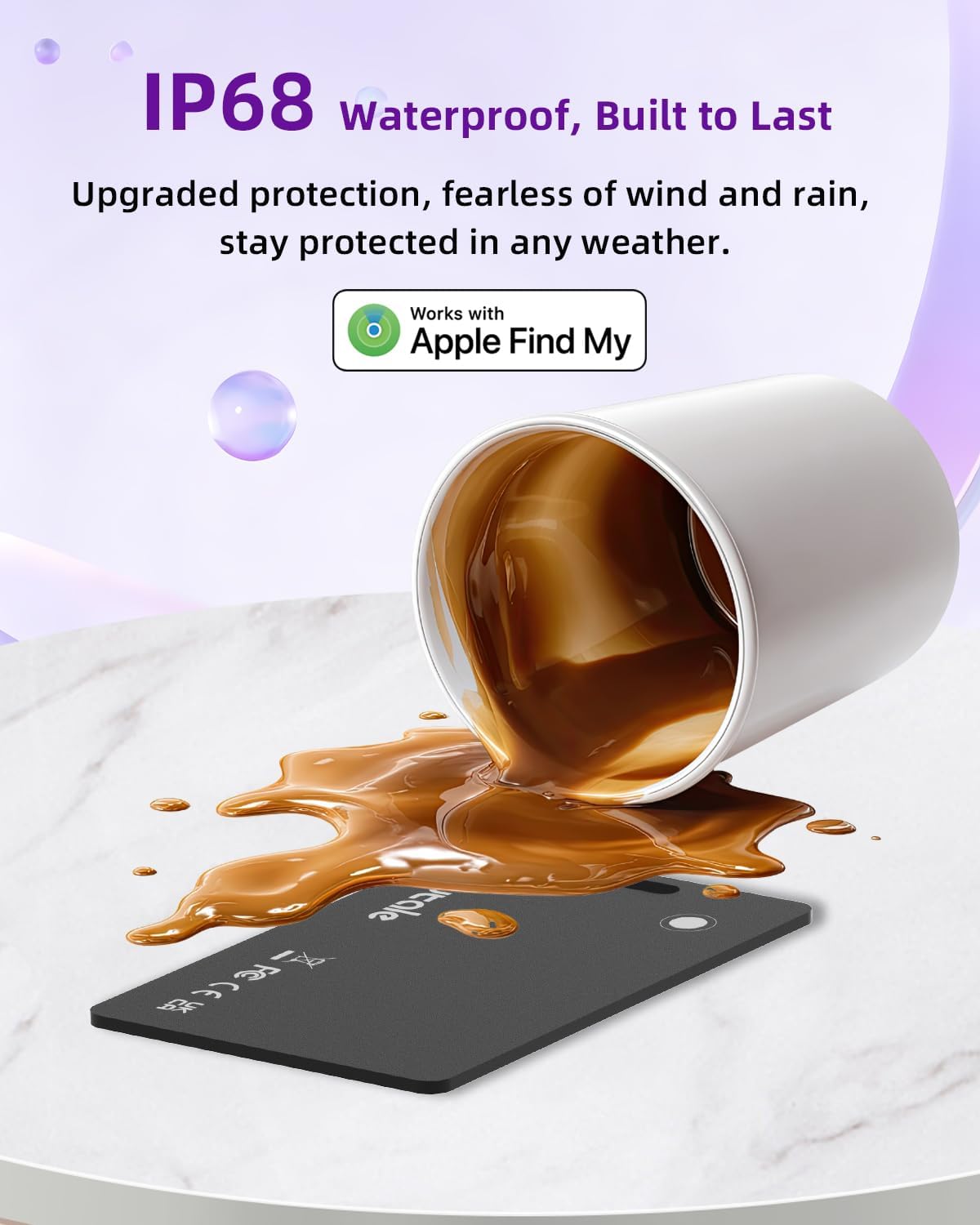 Rechargeable Wallet Tracker Tag Card, Works with Apple Find My
