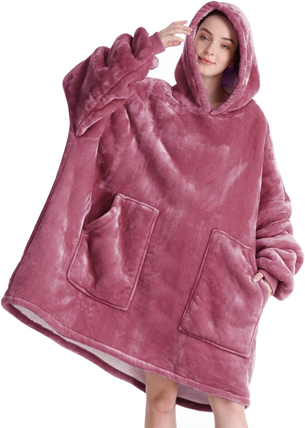 Aemicion Strawberry Blanket Hoodie,Oversized Sherpa Wearable Hooded Blanket,Warm Cozy Sweatshirt Gifts for Women Girls Adult