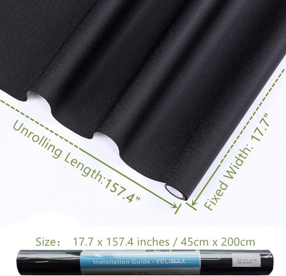 VELIMAX Static Cling Total Blackout Window Film Privacy Room Darkening Window Tint Black Window Cover 100% Light Blocking No Glue (17.7 x 78.7 inches)
