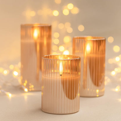 ANGELLOONG Flickering Flameless Candles, Realistic Battery Operated Candles with Remote and Timer, Set of 3 LED Candles for Fall Room Home Wedding Decor Centerpieces Table Party Christmas Decorations