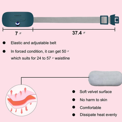 Portable Cordless Heating Pad, Electric Waist Belt Device, Fast Heating Pad with 3 Heat Levels and 3 Massage Modes, Back or Belly Heating Pad, Gift for Her, Women and Girl