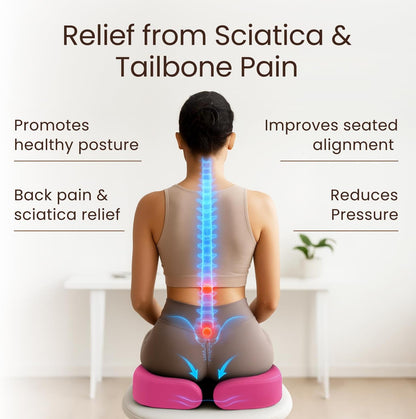 Sleepavo Office Chair Cushion - Seat Cushion for Tailbone Pain Relief - Butt Pillow for Coccyx, Sciatica, and Lower Back Pain - Orthopedic Chair Pad for Lumbar Support in Office Desk, Car, Airplane