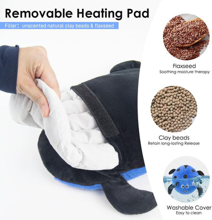 Microwavable Heat Pad for Neck and Shoulders, Weighted Microwave Moist Heating Wrap for Pain Relief Sore Muscle Stress Tension, Heated Wrap with Aromatherapy, Hot & Cold Compress, Grey