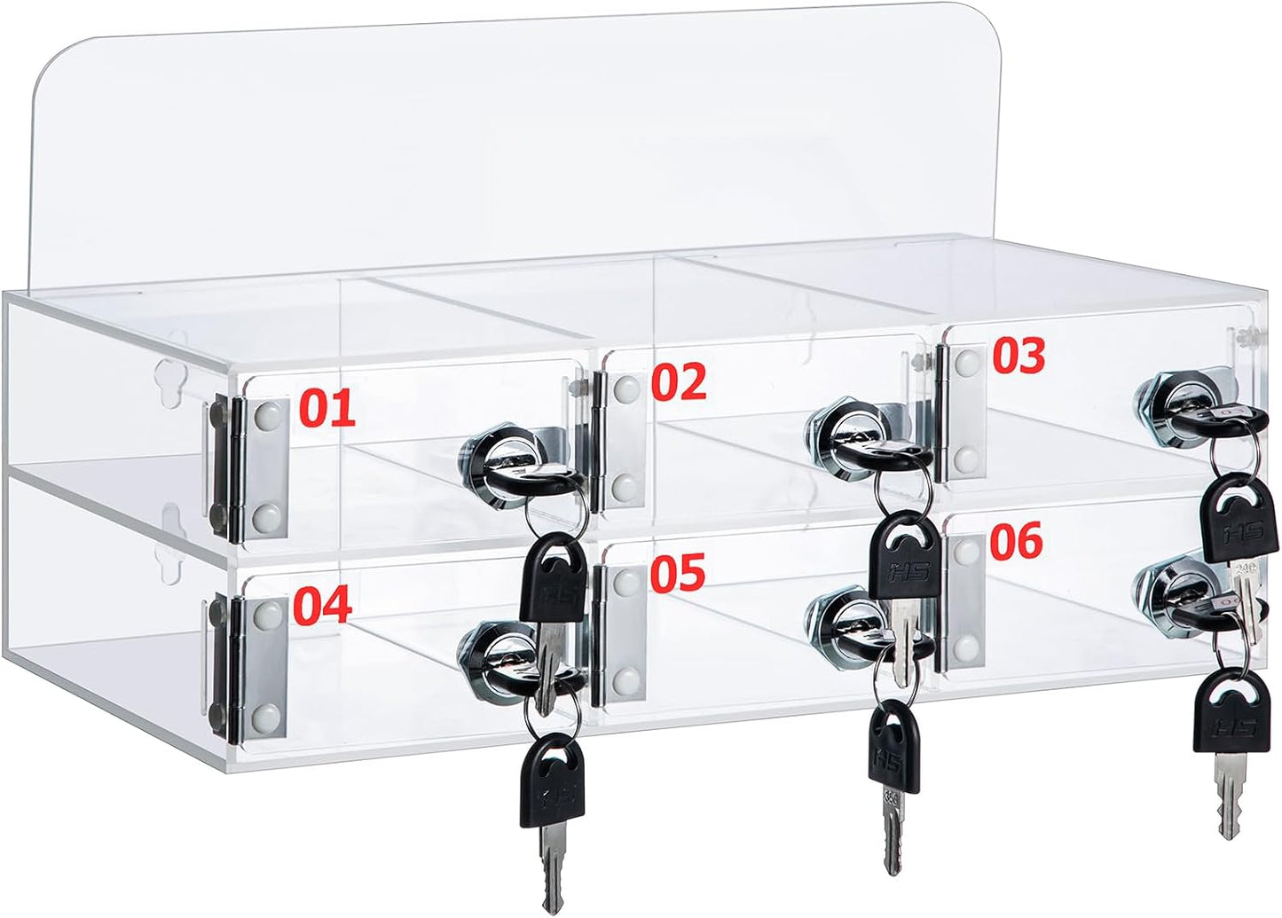 Threan 12 Slot Cell Phone Storage Box, Acrylic Clear Cell Phone Storage Cabinet Wall Mounted with Door, Locks and Keys for Office School Factory