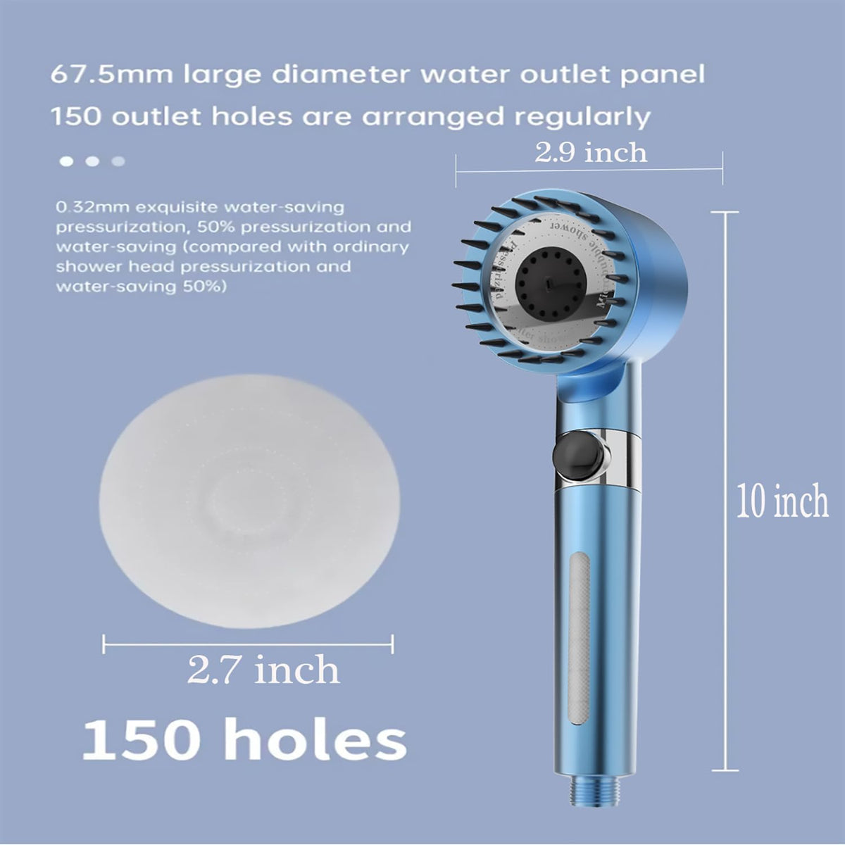 Shower Head with Handheld, Shower Heads High Pressure, High Flow Even with Low Water Pressure-Hand Held Showerhead Set,3 Modes Filtered Showerhead with 59″Replacement Hose/Bracket/Cotton Filters