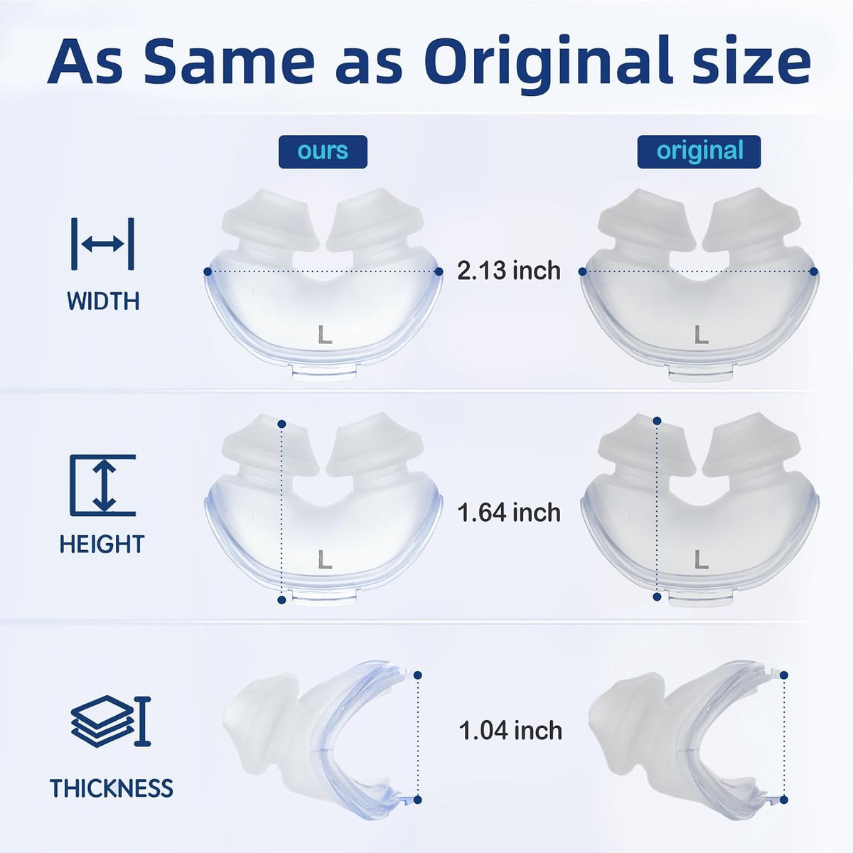 Replacement Nasal Pillow Cushion for ResMed AirFit P10, Compatible with Original Airfit P10 Frame, Reliable Seal & Soft Replacement Silicone CPAP Mask Cushion, 2-Pack, Large
