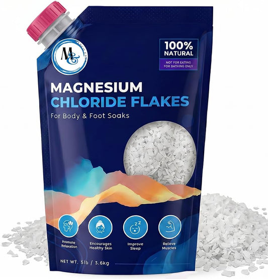Dead Sea Magnesium Flakes Bath Salts for Soaking & Foot Soak - Natural Pure Chloride Supplement - Unscented Epsom Salt Alternative - Muscle Relief, Skin Nourishing & Better Sleep