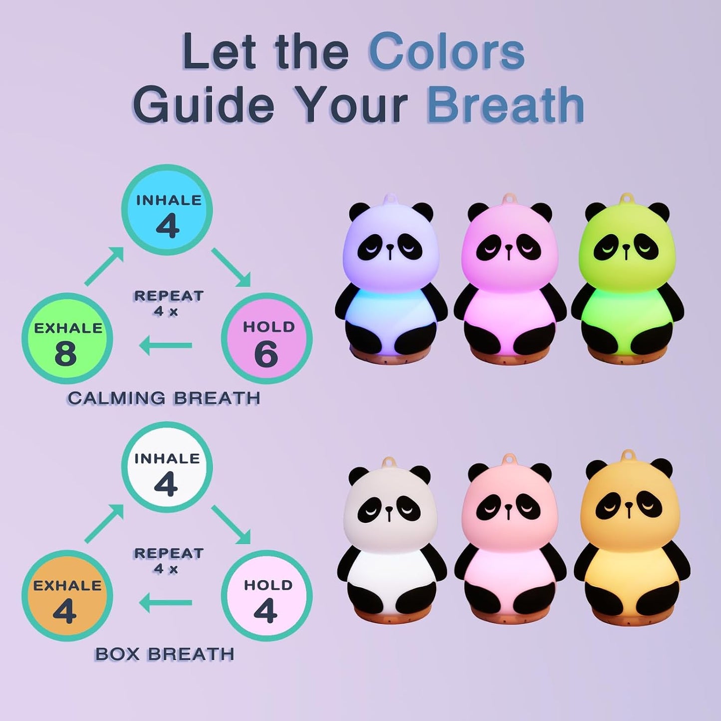 Panda Meditation Guided Visual Meditation ADHD Tool "'4 6 8" for Mindfulness | Slow Your Breathing & Calm Your Mind for Stress & Anxiety Relief | Perfect for Adults & Kids