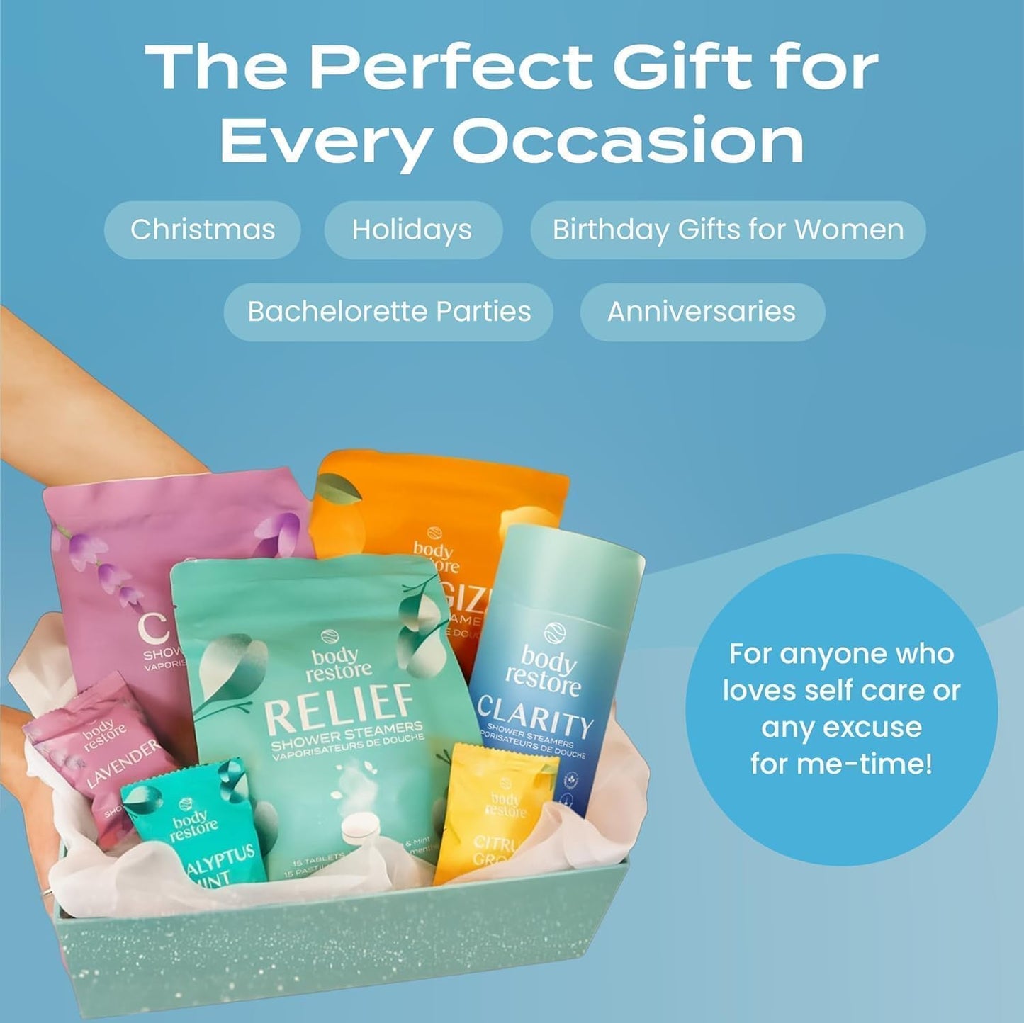 Body Restore Shower Steamers Aromatherapy 6 Pack – Fathers Day Gift for Dad, Birthday Gifts for Women & Men, Spa Stress Relief & Relaxation Self Care Gifts – Premium Clarity Essential Oil Tablets