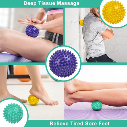 URAQT Spiky Massage Ball Set, 2 Pack Physical Therapy Massage Balls, Hard Lacrosse Ball & Spiky Massage Ball for Myofascial Release and Trigger Point Deep Tissue Massage (Blue)