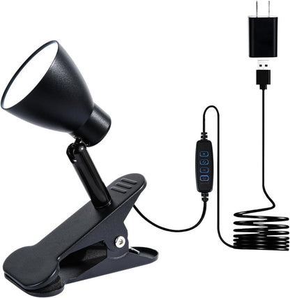 CRI 90+ Eye-Care Clip Light for Reading, 6W Small Clamp Lamp for Desk, Flexible Gooseneck Clip Lamp for Bed Headboard with 3 Color Modes & 10 Brightness(Adapter Include)