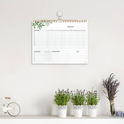 Habit Tracker Calendar - 12 Months Undated Daily Planner, 8"x10"