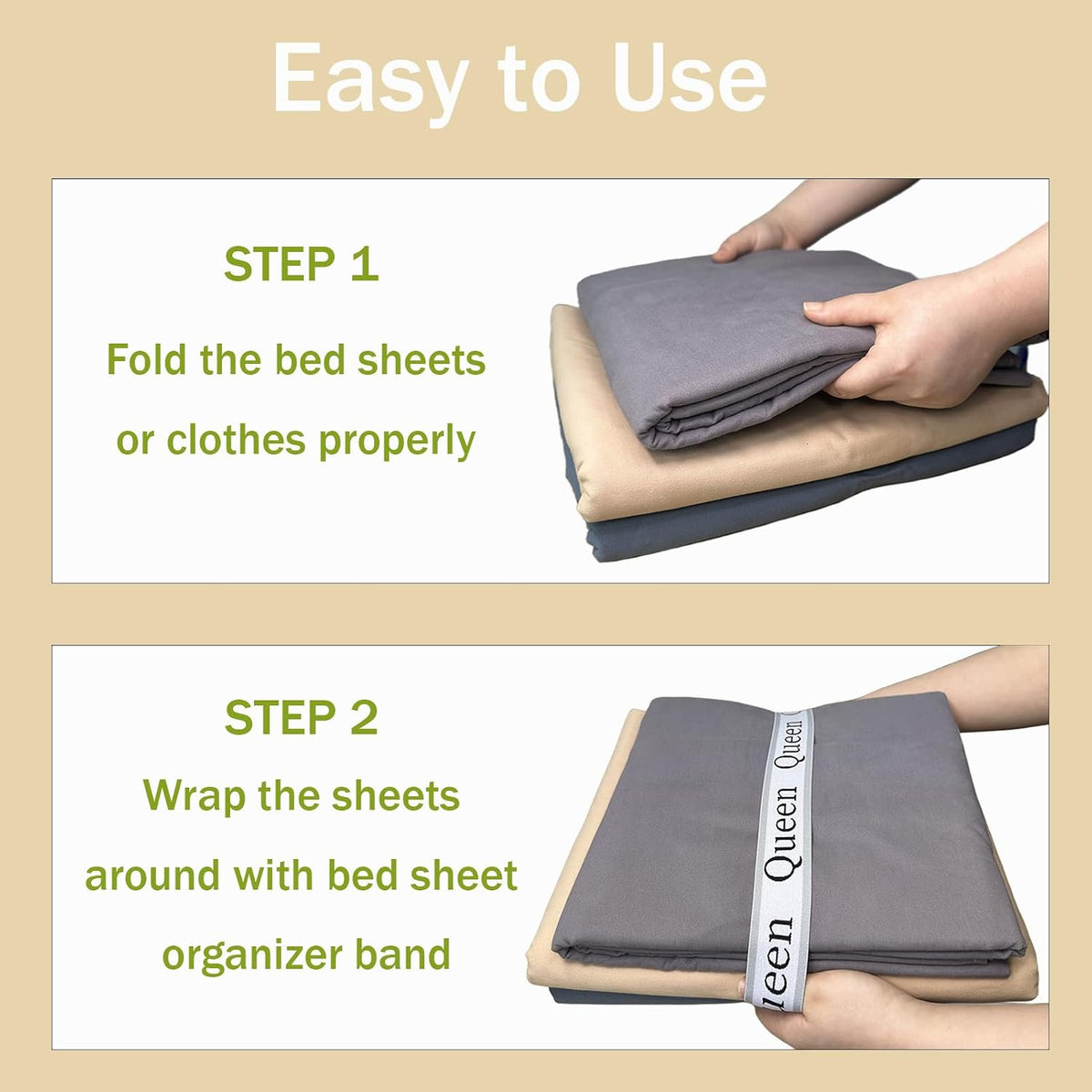 Bed Sheet Organizer Bands, Sheet Organizers and Storage Label Bands, Sheet Label for Bedding, Sheets Organizer for Closet,Sheet Keepers Linen Labels Bedding Bands (Queen)