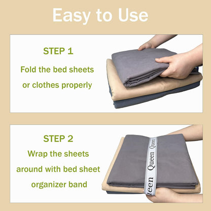 Bed Sheet Organizer Bands, Sheet Organizers and Storage Label Bands, Sheet Label for Bedding, Sheets Organizer for Closet,Sheet Keepers Linen Labels Bedding Bands (Queen)