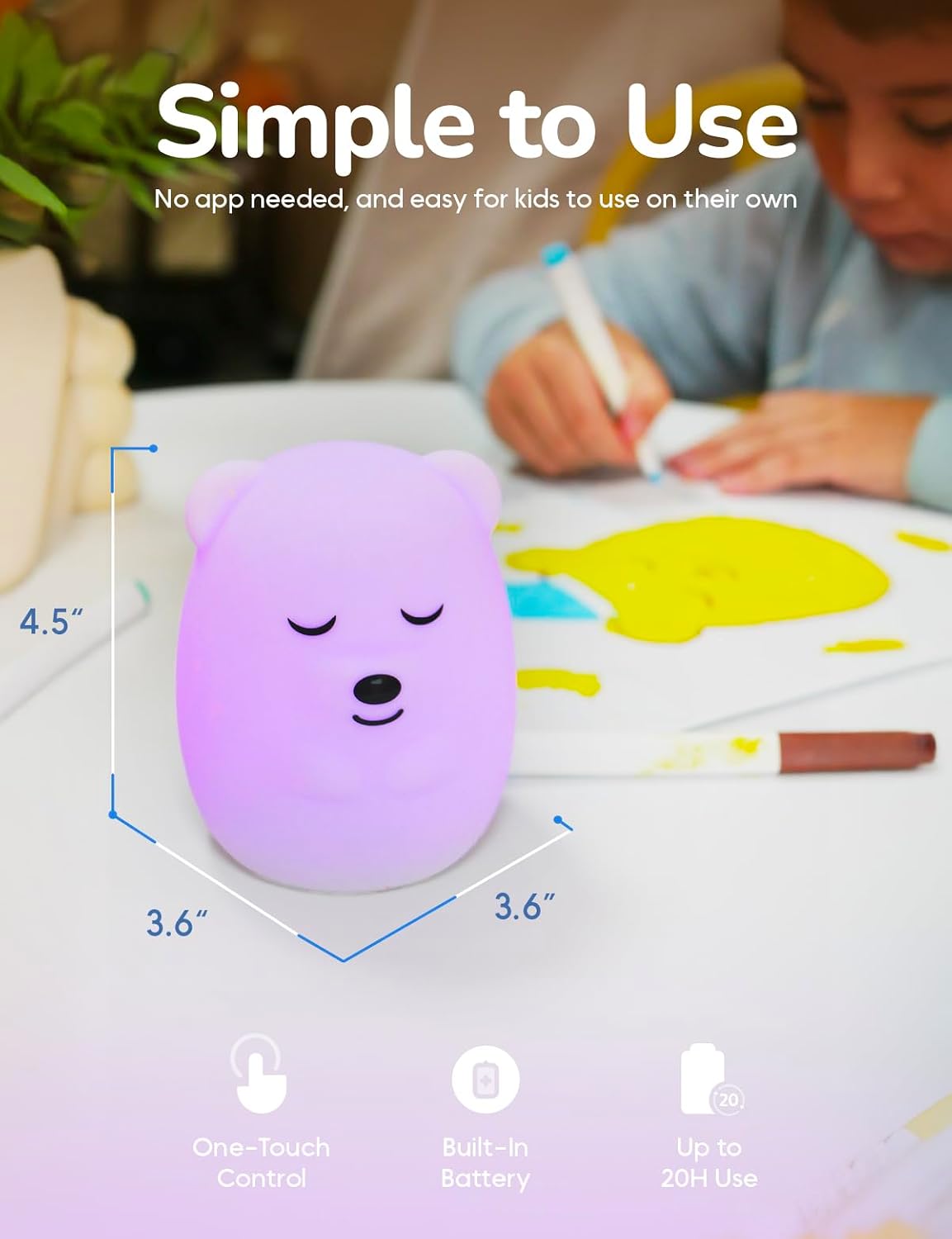 Breathing Pal 'Ted'- Mindfulness Breathing Light, Guided Visual Meditation Breathing Light, Anxiety Relief Items for Calm Down Corner/Meditation/Sleep for Adult&Kid