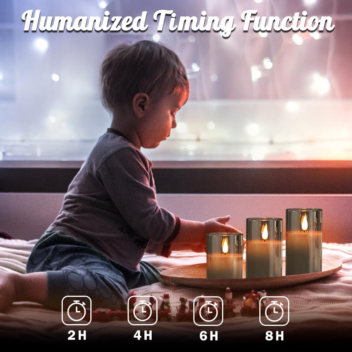LEDHOLYT Rechargeable Flameless Glass Pillar Candles–Gifts for Women,–Set of 3, Realistic Flickering LED Flame,Remote & Timer, Ideal for Living Room, Bedroom & Halloween Festival Home Party Decor