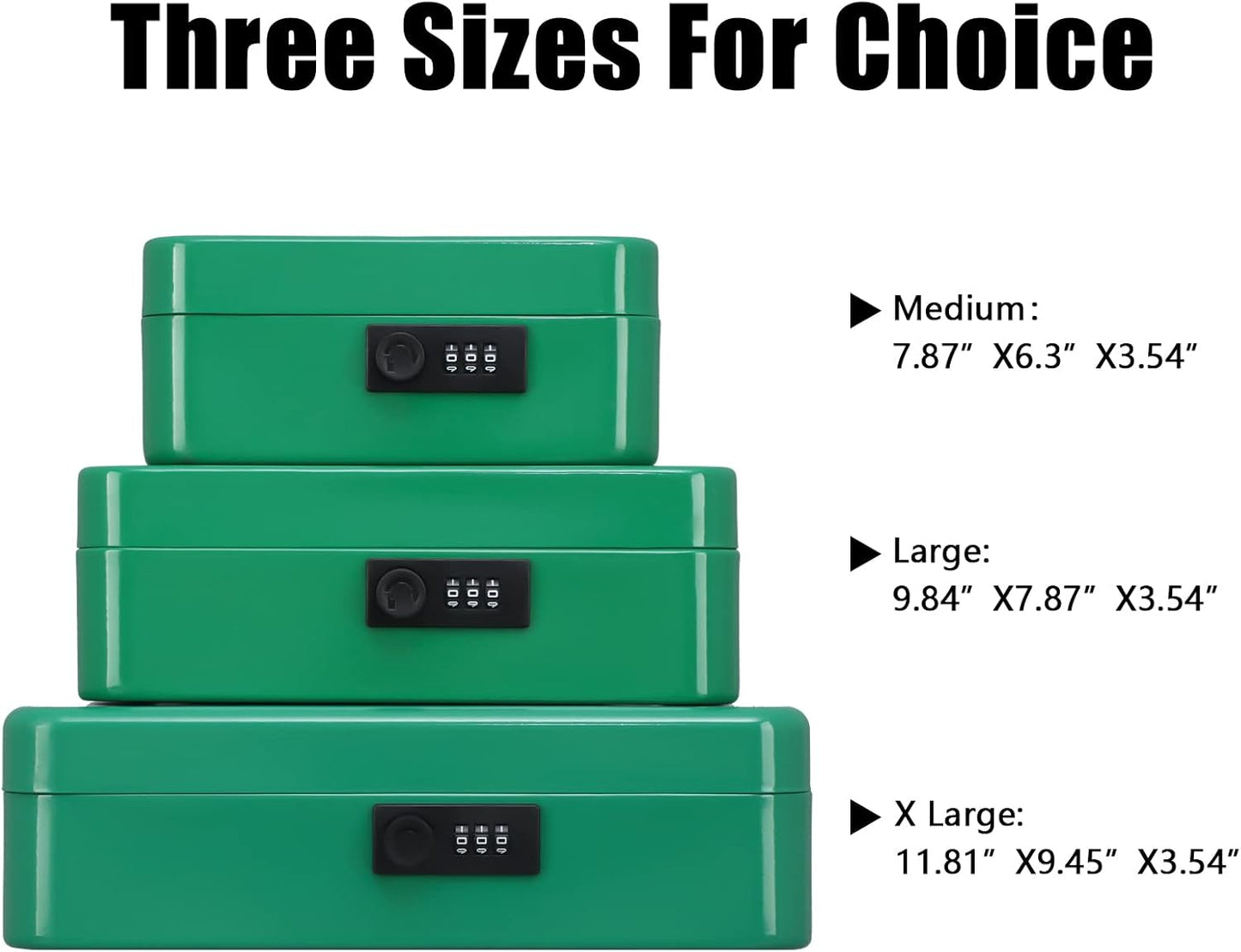 KYODOLED Small Cash Box with Combination Lock & Removable Money Tray, Black