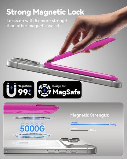 TWZKG for MagSafe Wallet, Works with Apple Find My,5 Card Holder with Stand