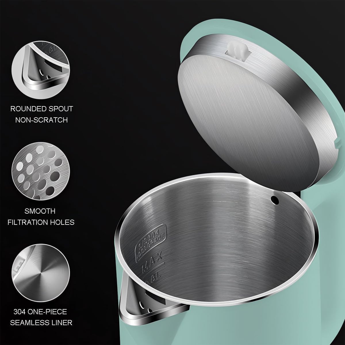 RHD 0.5L Small Portable Electric Kettle, 600W Stainless Steel Travel Kettle