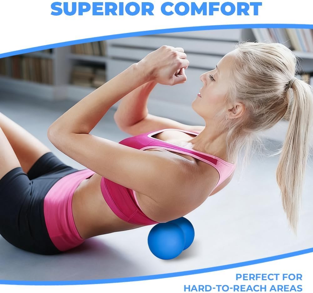 KYKJEYDD Peanut Massage Ball - Double Lacrosse Ball for Deep Tissue Massage & Myofascial Release, Medium Density Trigger Point Therapy Tool for Muscle Pain Relief, Neck, Back, Feet Father Day Gift