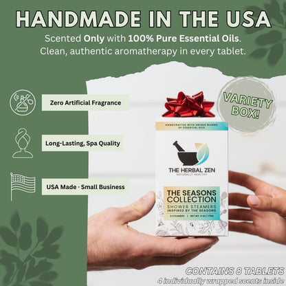 The Herbal Zen Shower Steamers Aromatherapy Tablets 14 Pack - 7 Pure Essential Oil Blends for Daily Relaxation and Wellness - Shower Bombs Gift Set for Women and Men
