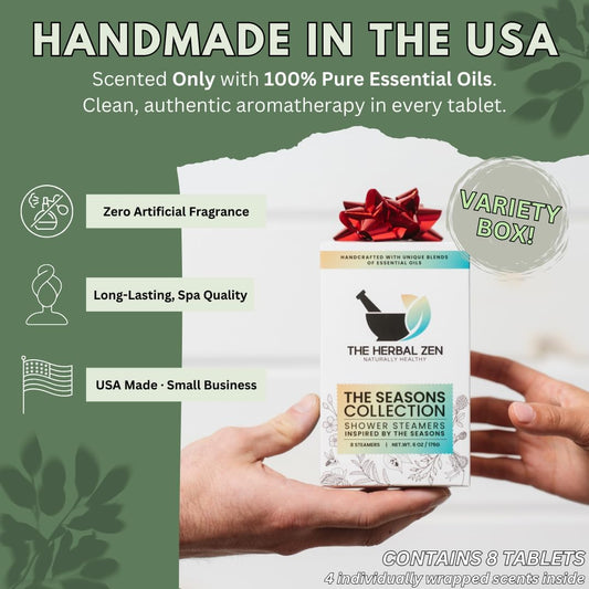 The Herbal Zen Shower Steamers Aromatherapy Tablets 14 Pack - 7 Pure Essential Oil Blends for Daily Relaxation and Wellness - Shower Bombs Gift Set for Women and Men