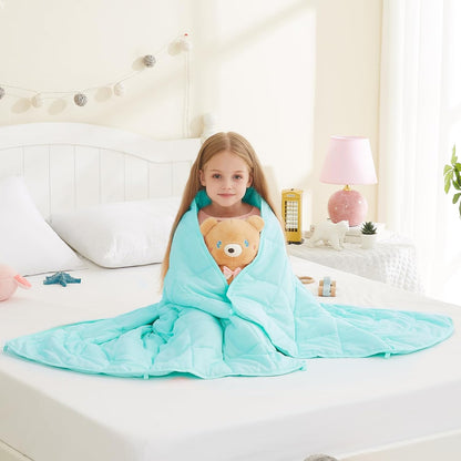 L'AGRATY Weighted Lap Pad 7lb: Small Weighted Blanket for Adults - Cooling Portable Travel Blanket for Relaxation Sleeping - Washable All-Season (29" x 24")