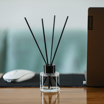 4PCS Fragrance Glass Diffuser Bottles, Refillable Diffuser Bottles with 20pcs Reeds Sticks & Black Caps & Funnel, Diffuser Jars for Home Oil Fragrance Decoration Girl Women Gift (100ML)