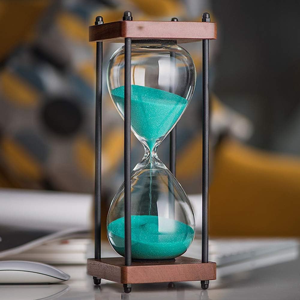 Large Hourglass Timer 60 Minute, Decorative Wooden Sandglass, Black