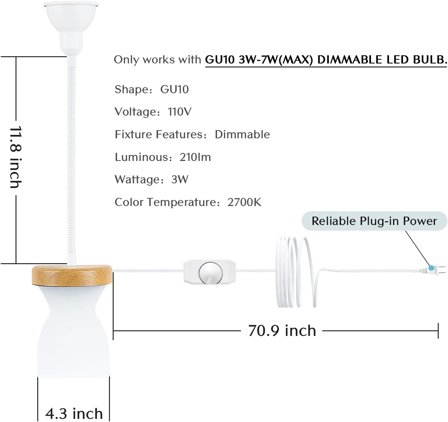 Solfres Patented Innovative Design Headboard Reading Light. No Drilling Golden Book Light for Bedtime Reading. Dimmable LED Book Reading Lamp with Bulb. Movable & Flexible, Black