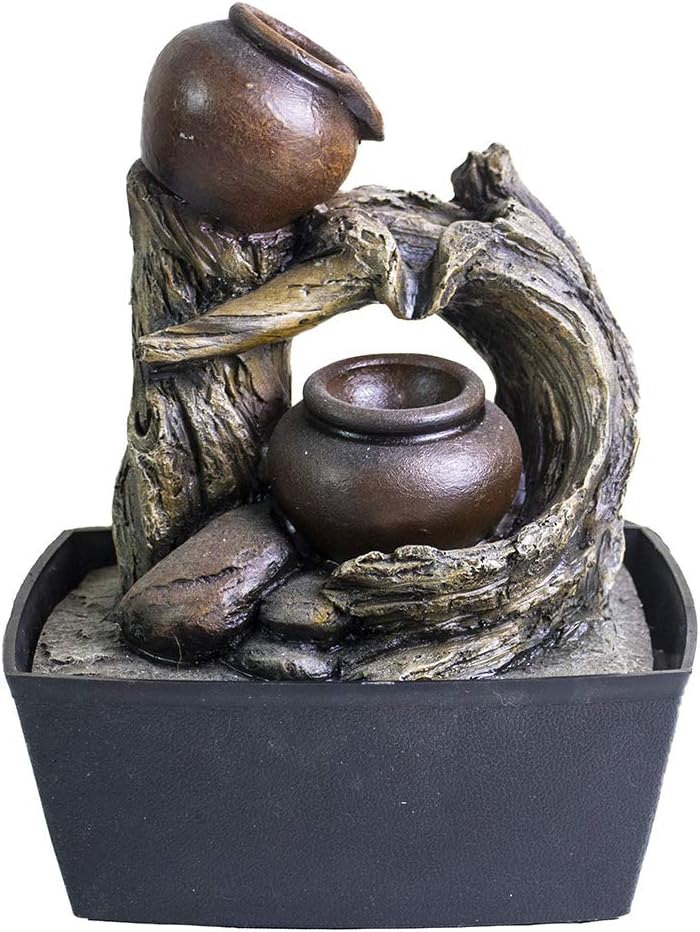 Ferrisland Tabletop Water Fountain, Zen Meditation Indoor Waterfall Fountain, Heart Shape Decoration with LED Light for Home Office Bedroom Relaxation Decor, Gift Ideas