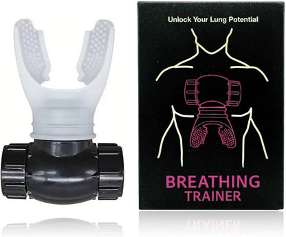 Lung Trainer, Dual-Control Breathing Device for Exercise, Black